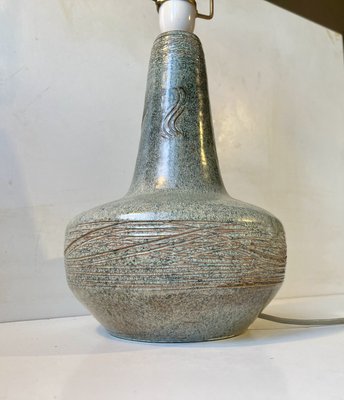 Swedish Modern Stoneware Table Lamp in Dusty Green Glaze, 1970s-LCR-2031588