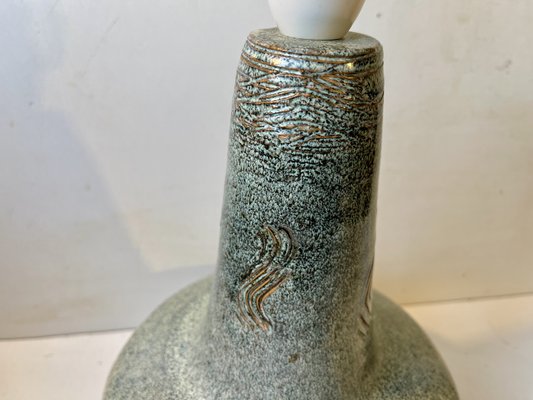 Swedish Modern Stoneware Table Lamp in Dusty Green Glaze, 1970s-LCR-2031588