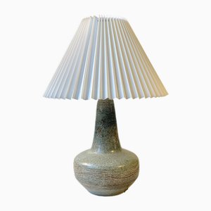 Swedish Modern Stoneware Table Lamp in Dusty Green Glaze, 1970s-LCR-2031588