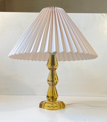 Swedish Modern Table Lamp in Yellow Crystal, 1970s-LCR-2032467