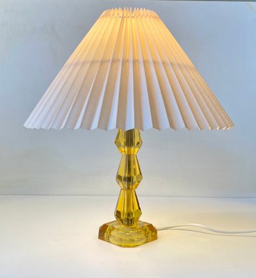 Swedish Modern Table Lamp in Yellow Crystal, 1970s-LCR-2032467