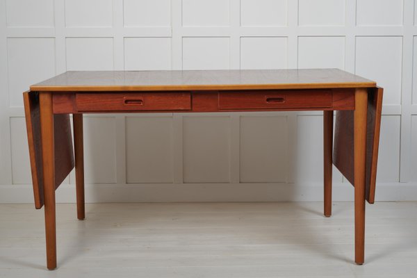 Swedish Modern Teak and Beech Dining Table or Desk attributed to Nils Jonsson for Hugo Troeds, 1960s-MJF-1732569