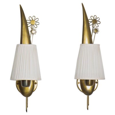 Swedish Modern Wall Lamps in Brass, Set of 2-FM-865576