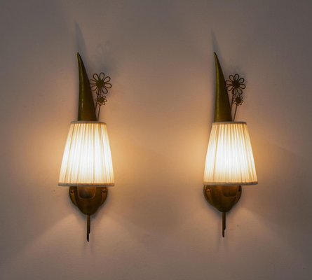 Swedish Modern Wall Lamps in Brass, Set of 2-FM-865576