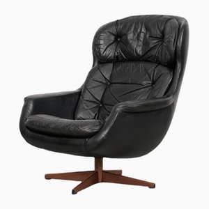 Swedish Modernist Leather Swivel Lounge Chair From Selig Imperial, 1970s-ZAA-1143599