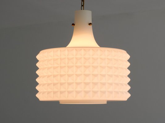 Swedish Modernist Studded Pendant Lamp in Opaline Glass from Orrefors, 1950s-FMT-1034557