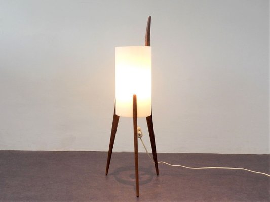 Swedish Oak and Acrylic Glass Tripod Floor Lamp by Uno & Östen Kristiansson for Luxus, 1950s-NV-736290