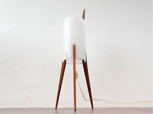 Swedish Oak and Acrylic Glass Tripod Floor Lamp by Uno & Östen Kristiansson for Luxus, 1950s-NV-736290