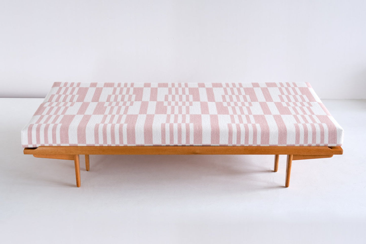 Swedish Oak and Pierre Frey Fabric Sofa / Daybed by Poul M. Volther for Gemla Möbler Sweden, 1955