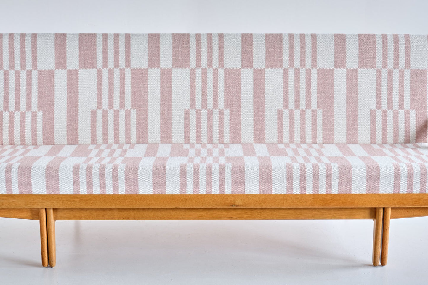 Swedish Oak and Pierre Frey Fabric Sofa / Daybed by Poul M. Volther for Gemla Möbler Sweden, 1955