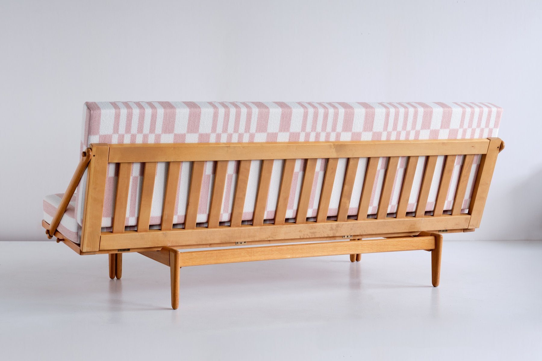 Swedish Oak and Pierre Frey Fabric Sofa / Daybed by Poul M. Volther for Gemla Möbler Sweden, 1955