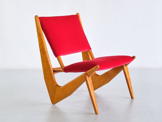 Swedish Oak and Velvet Lounge Chair by Bertil Behrman for Engen Möbelfabriker, 1956-FMT-1275158