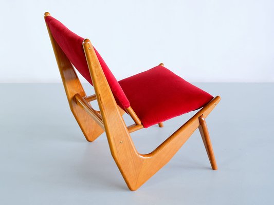 Swedish Oak and Velvet Lounge Chair by Bertil Behrman for Engen Möbelfabriker, 1956-FMT-1275158