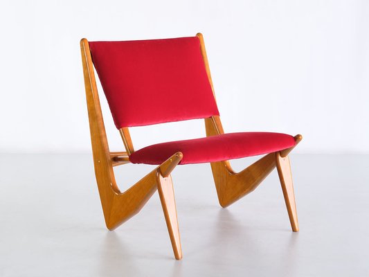 Swedish Oak and Velvet Lounge Chair by Bertil Behrman for Engen Möbelfabriker, 1956-FMT-1275158