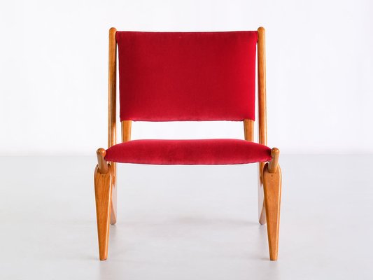 Swedish Oak and Velvet Lounge Chair by Bertil Behrman for Engen Möbelfabriker, 1956-FMT-1275158