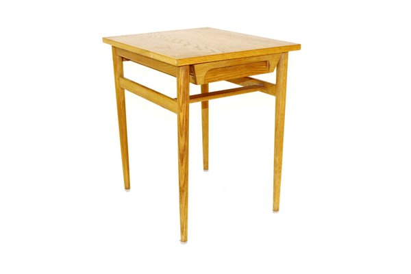 Swedish Oak Side Table or Nightstand, 1960s-GEK-875819