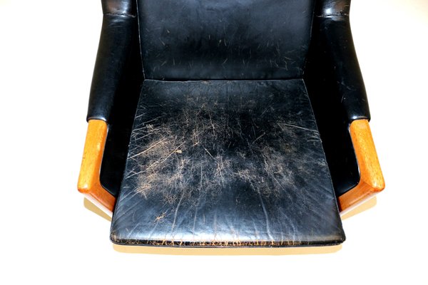 Swedish Patinated Leather Lounge Chair, 1960s-GEK-727517