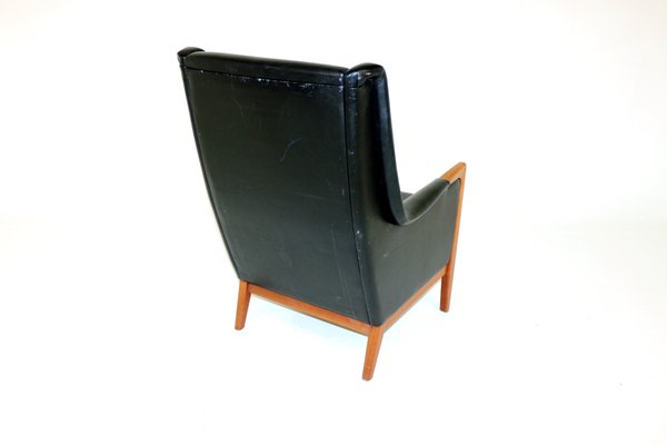 Swedish Patinated Leather Lounge Chair, 1960s-GEK-727517