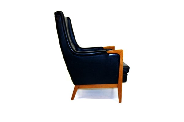 Swedish Patinated Leather Lounge Chair, 1960s-GEK-727517