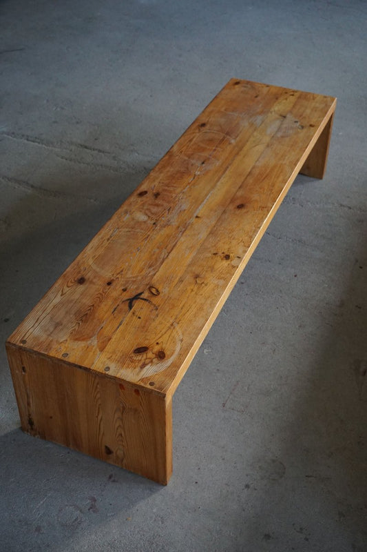 Swedish Patinated Pine Bench by Roland Wilhelmsson, 1970s