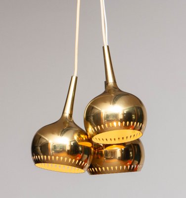 Swedish Perforated Window Pendants in Brass by Hans Agne Jakobsson, 1960s, Set of 3-JE-1233500