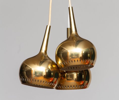 Swedish Perforated Window Pendants in Brass by Hans Agne Jakobsson, 1960s, Set of 3-JE-1233500