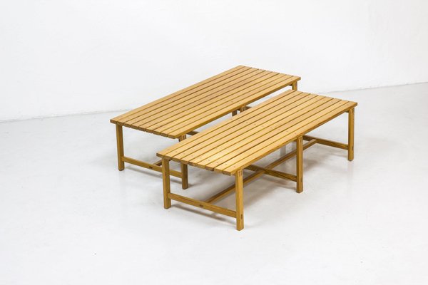 Swedish Pine Benches, 1960s, Set of 2-KO-635127