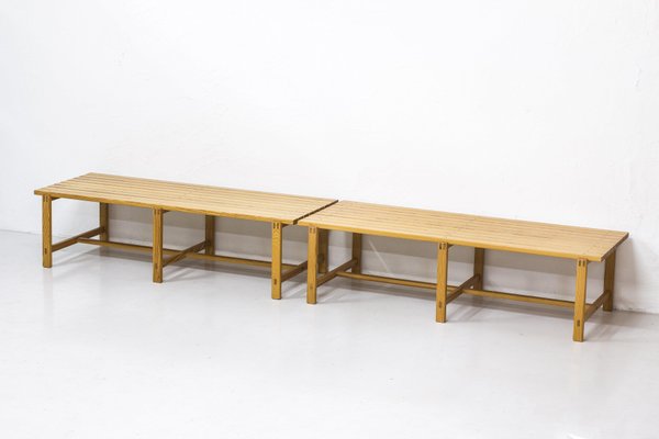 Swedish Pine Benches, 1960s, Set of 2-KO-635127