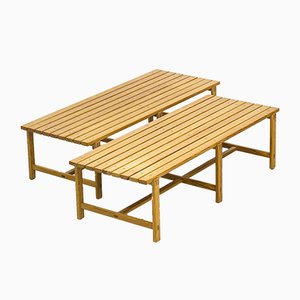 Swedish Pine Benches, 1960s, Set of 2-KO-635127