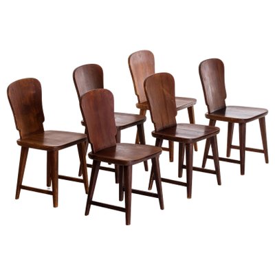 Swedish Pine Chairs, 1940s, Set of 6-QU-1706898