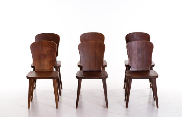 Swedish Pine Chairs, 1940s, Set of 6-QU-1706898