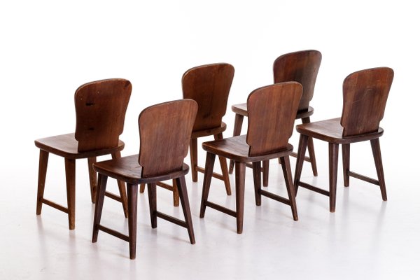 Swedish Pine Chairs, 1940s, Set of 6-QU-1706898