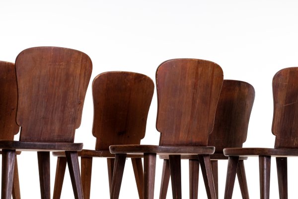 Swedish Pine Chairs, 1940s, Set of 6-QU-1706898