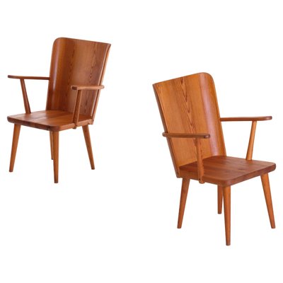 Swedish Pine Chairs by Göran Malmvall, 1950s, Set of 2-QU-1706904