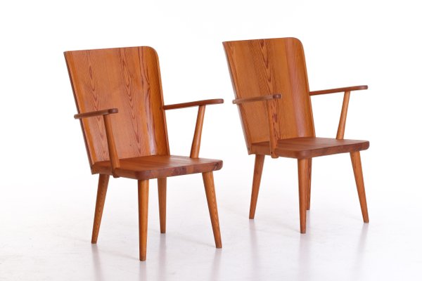 Swedish Pine Chairs by Göran Malmvall, 1950s, Set of 2-QU-1706904