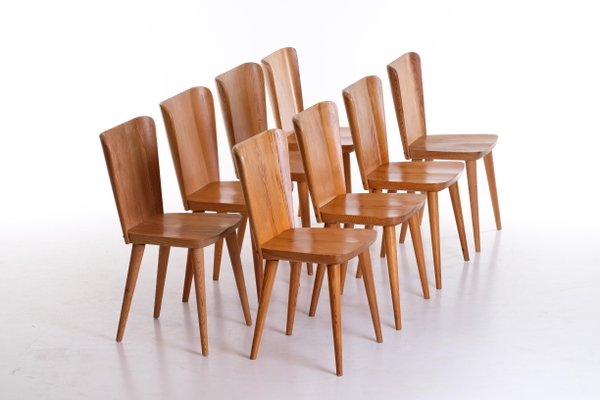 Swedish Pine Chairs by Göran Malmvall, 1950s, Set of 8-QU-1706918