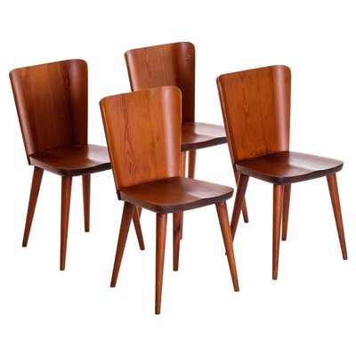 Swedish Pine Chairs by Göran Malmvall, 1960s, Set of 4-QU-1706906