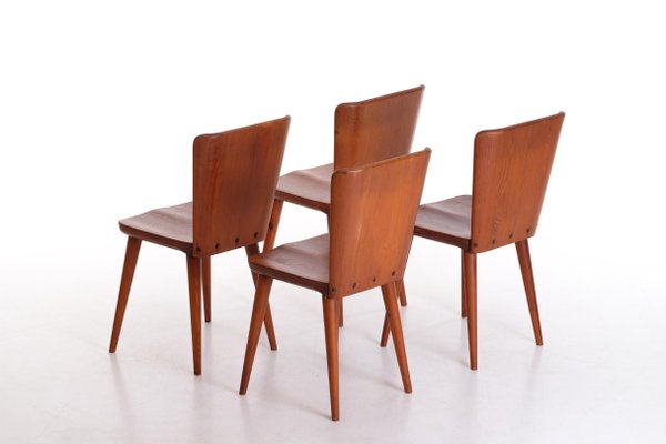 Swedish Pine Chairs by Göran Malmvall, 1960s, Set of 4-QU-1706906