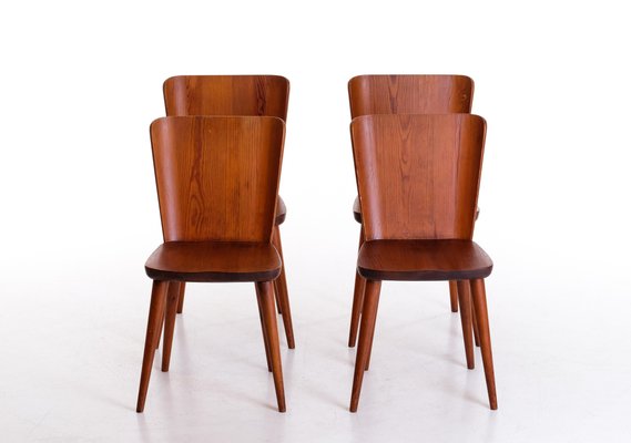 Swedish Pine Chairs by Göran Malmvall, 1960s, Set of 4-QU-1706906