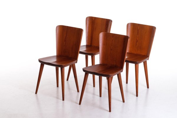 Swedish Pine Chairs by Göran Malmvall, 1960s, Set of 4-QU-1706906