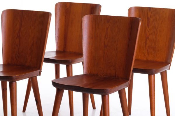 Swedish Pine Chairs by Göran Malmvall, 1960s, Set of 4-QU-1706906