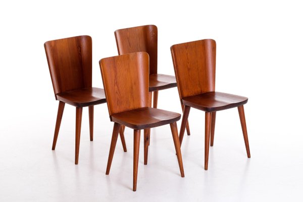 Swedish Pine Chairs by Göran Malmvall, 1960s, Set of 4-QU-1706906