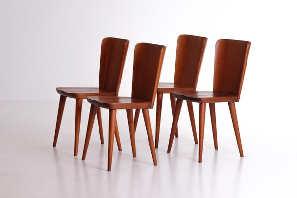 Swedish Pine Chairs by Göran Malmvall, 1960s, Set of 4-QU-1706906