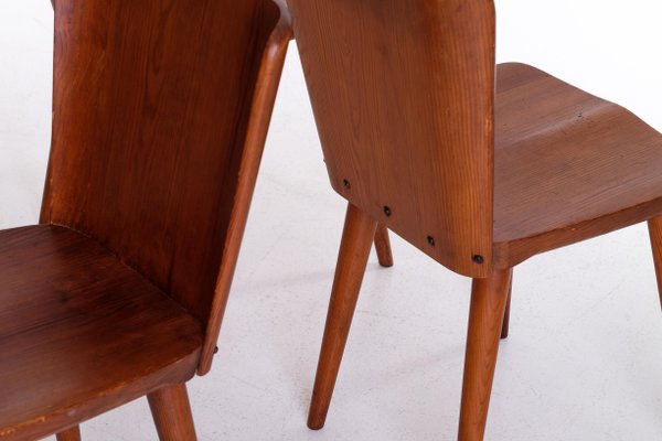 Swedish Pine Chairs by Göran Malmvall, 1960s, Set of 4-QU-1706906