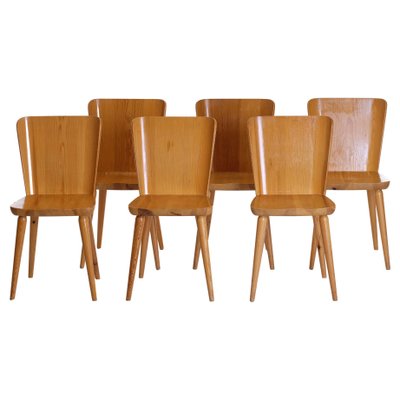 Swedish Pine Chairs by Göran Malmvall, 1960s, Set of 6-QU-1706894