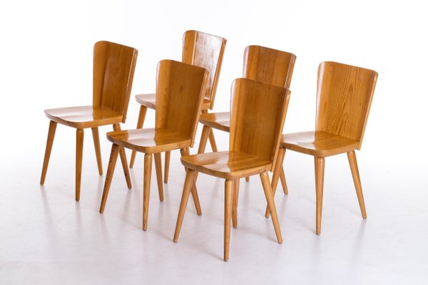 Swedish Pine Chairs by Göran Malmvall, 1960s, Set of 6-QU-1706894