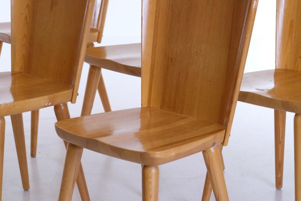 Swedish Pine Chairs by Göran Malmvall, 1960s, Set of 6-QU-1706894