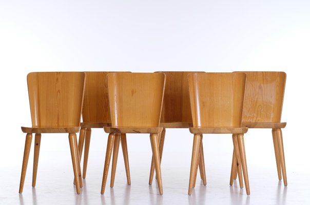 Swedish Pine Chairs by Göran Malmvall, 1960s, Set of 6-QU-1706894