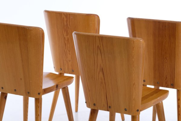 Swedish Pine Chairs by Göran Malmvall, 1960s, Set of 6-QU-1706894