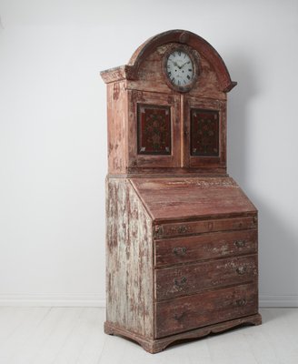 Swedish Pine Clock Cabinet with Secretary Desk-MJF-1747955